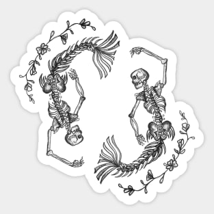 Double Mermaid Skeleton Sticker